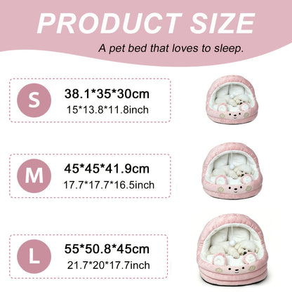 Round Plush Cat Bed & Pet Mat for Cats and Small Dogs – Large Circular Donut Design, Soft Comfortable All-Season Sleeping Pad, S M L Sizes, Includes Bonus Toy Balls, Cozy Cat Nap Cushion