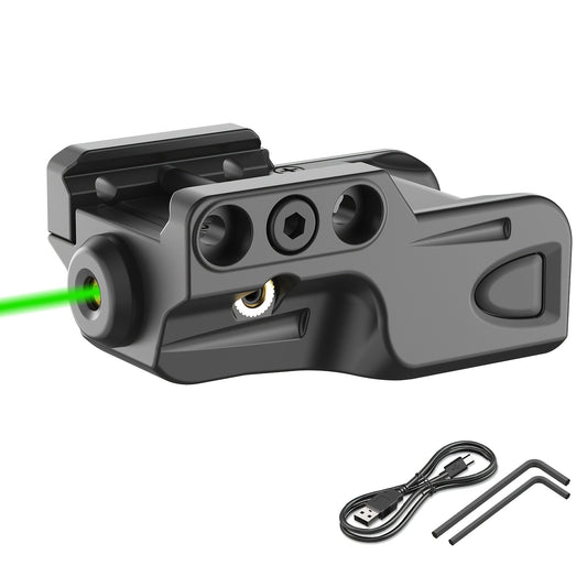 Multi-Color Laser Sight USB Rechargeable – Low Profile Picatinny Rail Handgun Pistol Laser, Green Red Blue Purple IR, 1mW–5mW, Polyamide Body, Compact Tactical Firearm Accessory