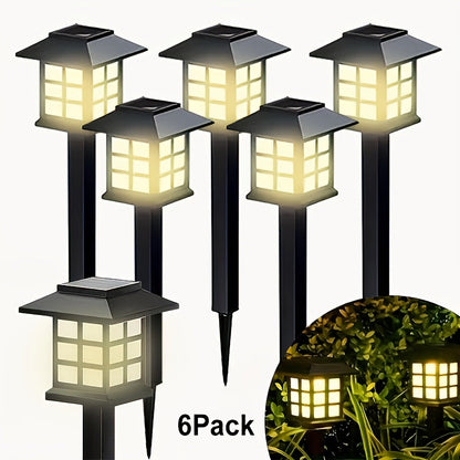 Solar Outdoor Lights Waterproof LED Landscape Garden Path Lights – Warm White, Auto On/Off, 6 Pack 24 Pack for Footpaths Driveways Courtyards Lawns, Holiday Christmas Halloween Decoration