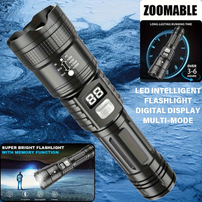 Rechargeable LED Flashlight 4-Pack - Super Bright Zoomable Spotlight, USB Charging, Long Range Tactical Work Light for Camping, Hiking, Emergency & Outdoor Survival, High-Power LED Torch Set