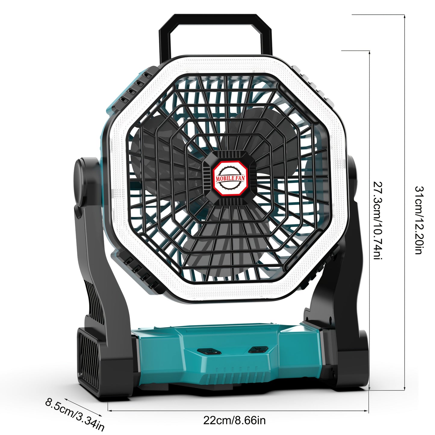 Rechargeable Portable Camping Fan with LED Light & Hanging Rope - 4-Speed USB Battery Powered Tent Fan for Outdoor Travel Indoor Home