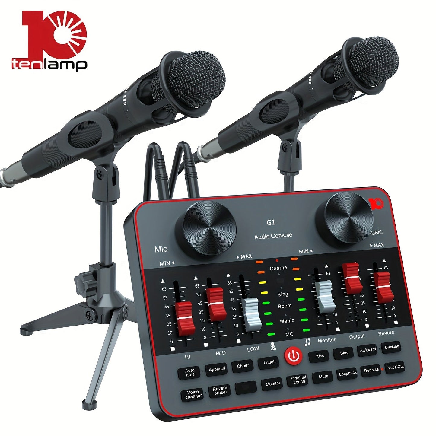 Podcast Equipment Bundle with Audio Interface - 2 BM-800 Condenser Microphones DJ Mixer Live Sound Card, Complete Home Recording Studio Kit for Streaming Gaming Singing YouTube Twitch