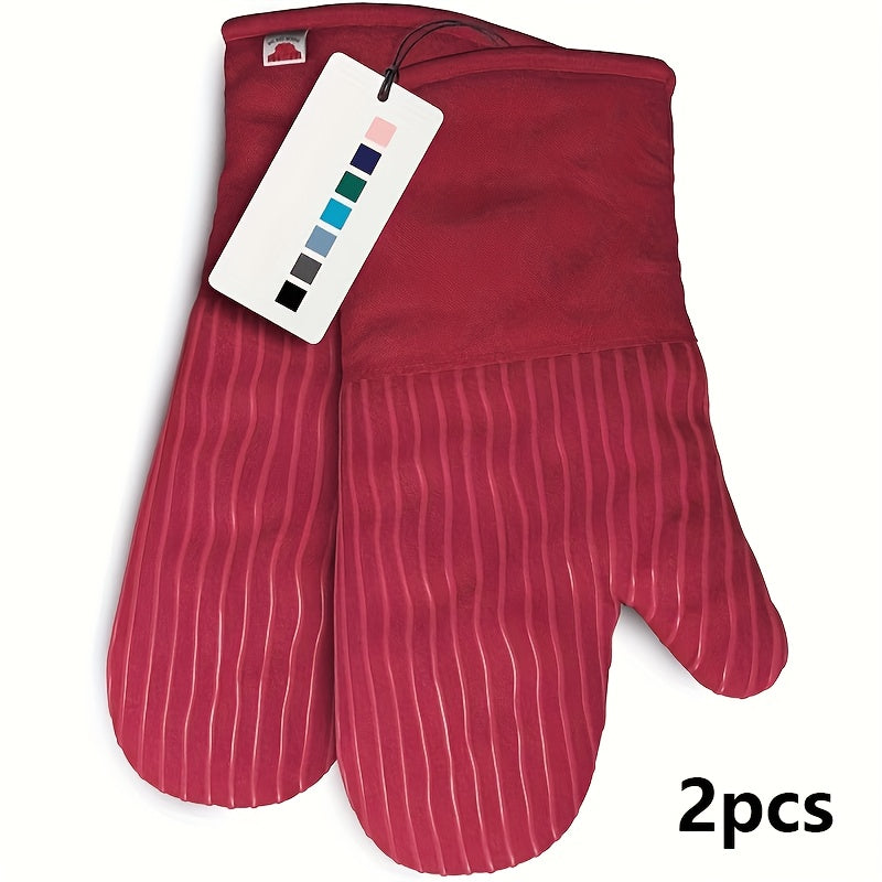 Oven Mitts and Pot Holders Set 6 Piece Heat Resistant Non-Slip Silicone Kitchen Gloves for Baking BBQ Cooking – Includes 1 Pair Mitts & 4 Pot Holders