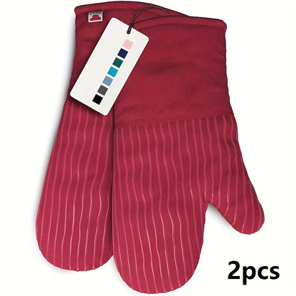 Oven Mitts and Pot Holders Set 6 Piece Heat Resistant Non-Slip Silicone Kitchen Gloves for Baking BBQ Cooking – Includes 1 Pair Mitts & 4 Pot Holders
