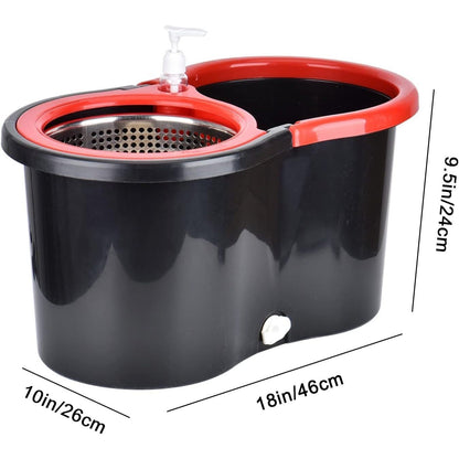 360° Spin Mop and Bucket Set with Wringer – Microfiber Mop Refills, Stainless Steel Extended Handle, Separate Compartment, Floor Cleaning System