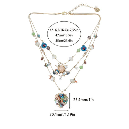 925 Sterling Silver Handmade Multi-Layer Love Beaded Necklace & Earring Set for Women – December Birthstone Jewelry, Elegant Daily & Wedding Gift with Free Gift Box