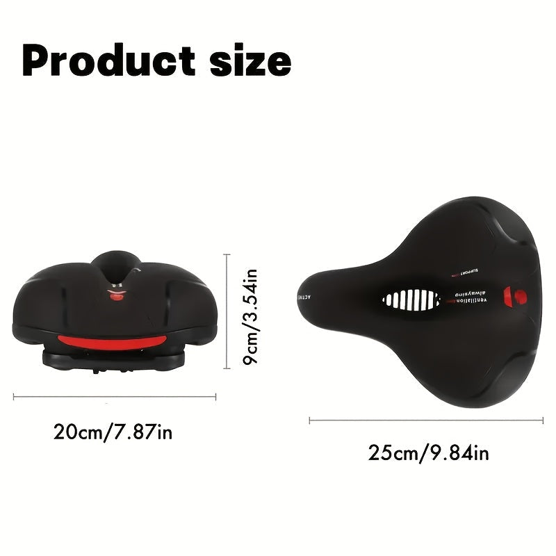 Gel Padded Bike Seat Waterproof Shock-Absorbing Bicycle Saddle – Soft Foam Leather Wide Cushion with Reflective Strip for City, Mountain, Road & Sport Bikes, Universal Fit for Men & Women