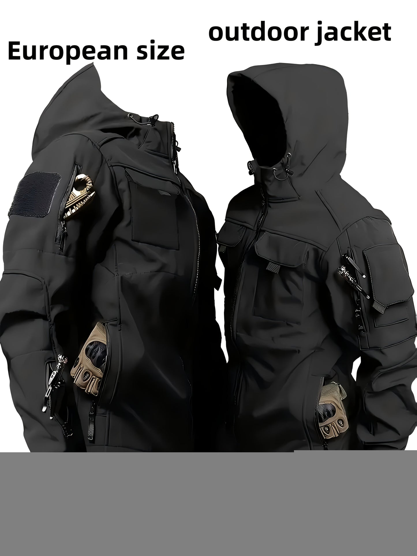 Men's Tactical Jacket Windproof Ripstop Hooded Shell Coat - Scratch-Resistant Outdoor Jacket with Multiple Utility Pockets for Camping, Hiking, Survival & Tactical Training, Sizes S-XXXL