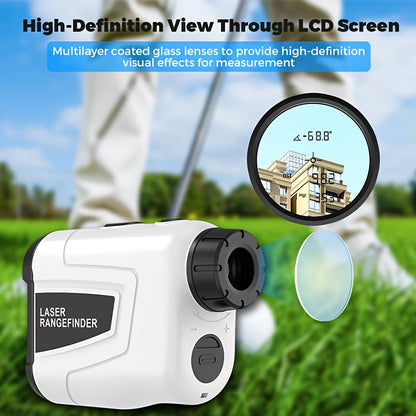 Golf Laser Rangefinder 1200 Yards – 6.5x Magnification Slope Compensation HD Flag Lock Anti-Vibration USB Rechargeable, High Precision Quick Positioning Golf Distance Meter, White Sleek Design