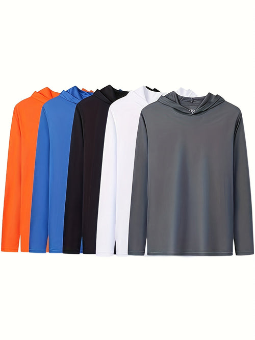 5-Pack Men's Quick-Dry Moisture-Wicking Hooded Sweatshirts Full-Zip Athletic Pullover for Gym Running Outdoor Casual Wear Mixed Colors S-XXXL