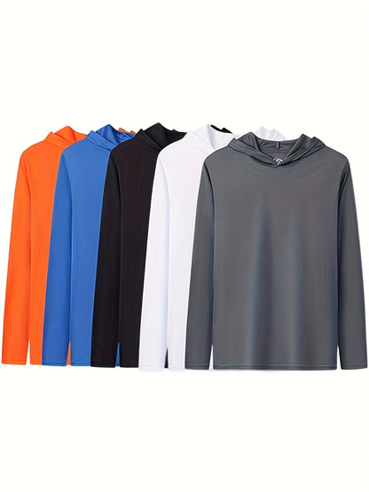 5-Pack Men's Quick-Dry Moisture-Wicking Hooded Sweatshirts Full-Zip Athletic Pullover for Gym Running Outdoor Casual Wear Mixed Colors S-XXXL