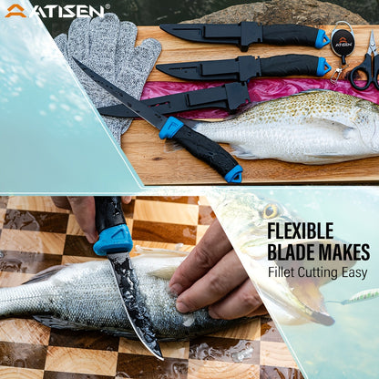 Fishing Knife Set 7/23/104/107 Piece – Stainless Steel Fillet Boning & Gutting Knives with Line Cutter, Camping Cutting Carving Tool Kit, Perfect Fisherman Gift for Men