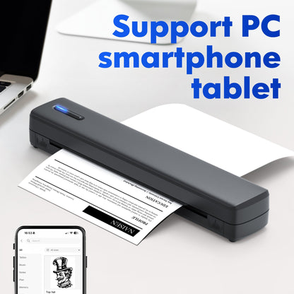 Portable Wireless Thermal Printer A4 Inkless – Compact Travel Printer for iPhone Android Laptop – Supports Letter Folding Roll & Tattoo Transfer Paper – Home Office School