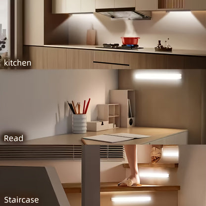 USB-C Rechargeable LED Motion Sensor Cabinet Lights 3 & 6 Pack – Wireless Magnetic Under Cabinet Night Light with 3 Modes for Kitchen, Closet, Stairs, Hallway & Bathroom, 10cm/20cm/30cm