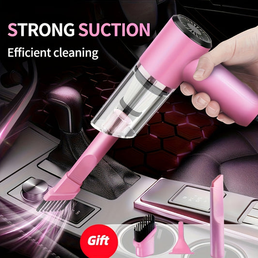 Cordless Car Vacuum Cleaner 7KPa Strong Suction – 80dB Quiet, 3 Nozzles, USB Rechargeable Handheld Portable Auto Vacuum for Car Interior Home Pet Hair, Gift for Women Drivers