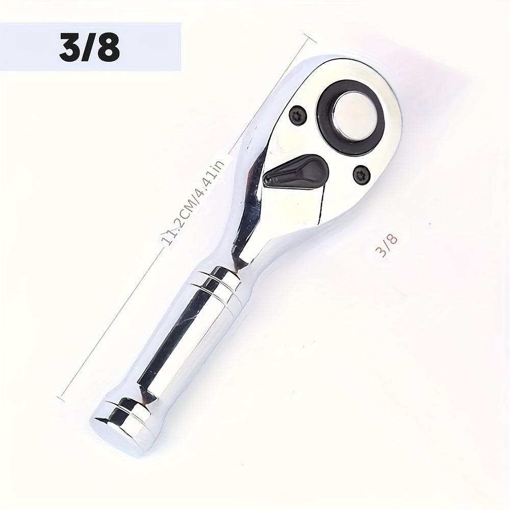 72-Tooth Quick Ratchet Wrench Set Compact Dual-Direction Short Handle Socket Wrench for Auto Repair – 3 Drive Sizes 1/4" 3/8" 1/2" – Fast Release Ratchet Handle Tool for Car Truck Mechanic