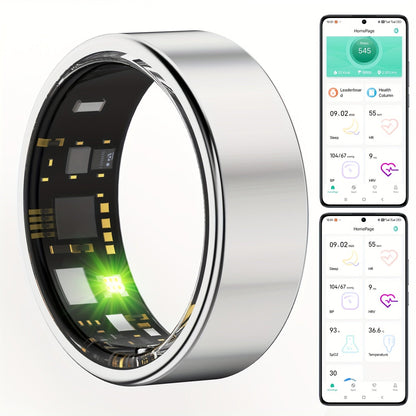 Smart Ring for Women & Men – IP68 Waterproof Fitness Tracker with Sleep Monitoring, Heart Rate, HRV, Body Temperature, Stress & Pedometer, Health Ring for iPhone & Android, Sizes 7-13, Black Rose Gold Silver