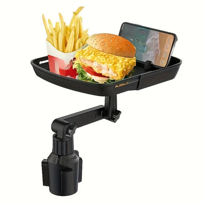 Car Cup Holder Tray 3-in-1 – ABS Adjustable Rotating Bracket, Dual Expandable Base, Phone Holder & Drink Organizer for Most Vehicles | Velora