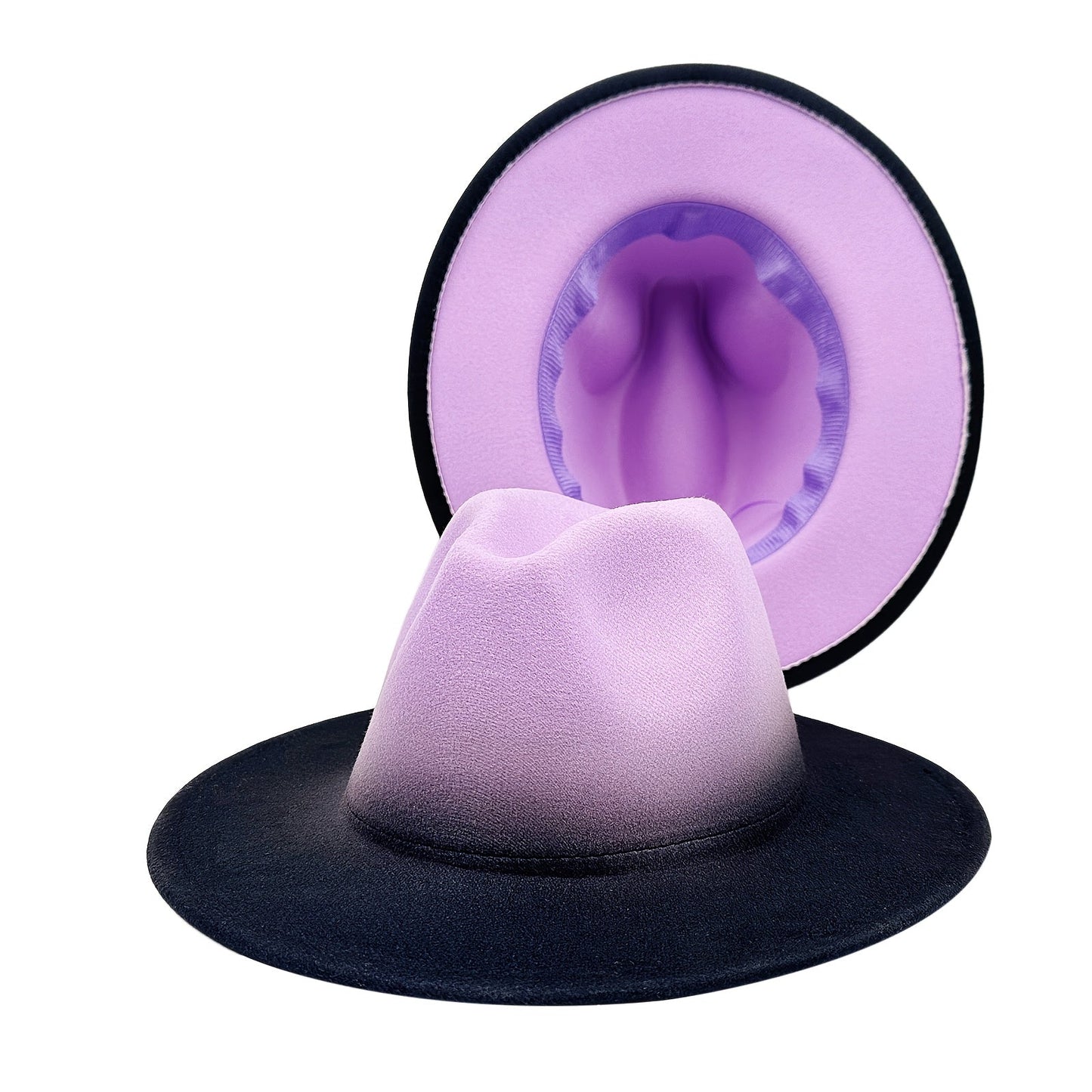 Wide Brim Fedora Hat for Women and Men Two Tone Gradient Color Jazz Panama Cap Unisex Classic Fashion Hat Multiple Colors