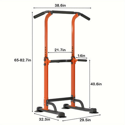 Power Tower Dip Station with Pull-Up Bar 10 Adjustable Heights 330 lbs Capacity Full-Body Strength Training for Home Gym – Pink Black Red Yellow Blue Orange Green