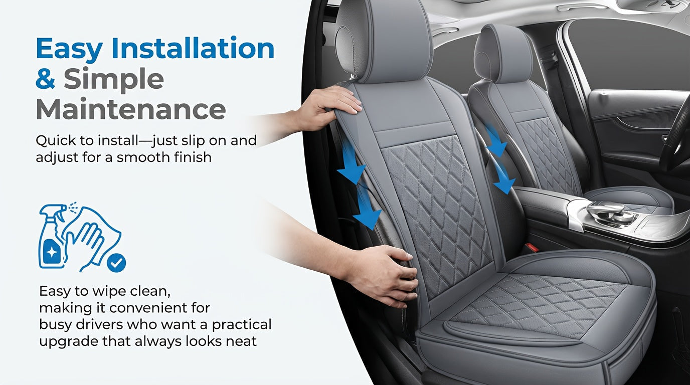 Universal Front Car Seat Covers 2-Pack Full Surround High-Back Bucket Seat Protector Anti-Slip Easy Install for Cars SUVs Trucks - Multiple Colors & Styles