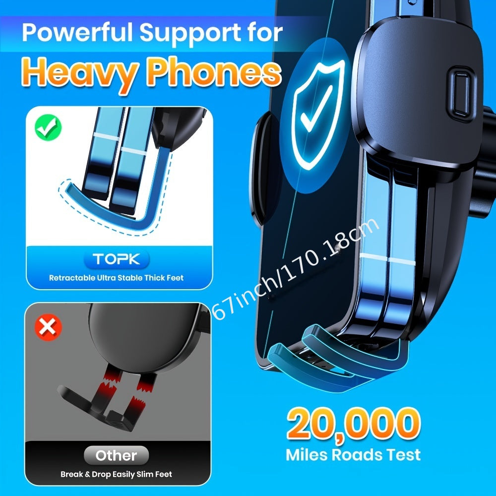 Car Air Vent Phone Mount Universal Hands-Free Holder Adjustable Clamp Cradle Compatible with All Smartphones – ABS Waterproof, Wall Mount Option, Rectangle Design for Auto Vehicle