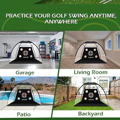 10x7ft Golf Practice Net & Mat Set with Balls, Tees & Carry Bag – Heavy Duty Golf Hitting Net for Backyard, Basement & Indoor Outdoor Use, Golf Training Equipment Gift for Men & Women