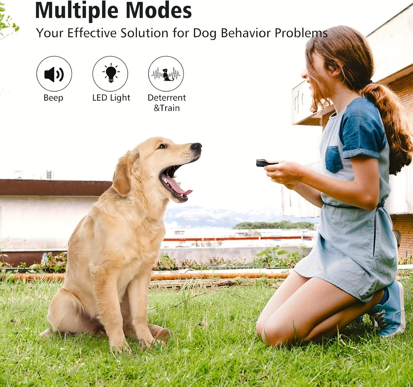 Ultrasonic Anti Barking Device 3-in-1 Dog Bark Control - 3 Frequency Sonic Dog Trainer with LED Light and Wrist Strap, 16.4Ft Range Rechargeable Bark Deterrent for Indoor and Outdoor Use