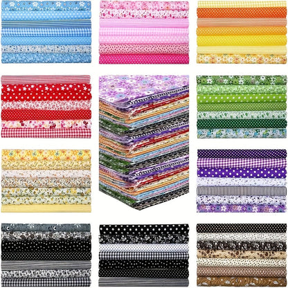 70pcs Precut Quilting Fabric Squares 10x10 Inch - Patchwork Fabric Bundle with Floral, Seasonal & Multicolor Patterns, Soft Washable Cotton Blend for Quilts, Crafts, Sewing, Holiday Decor & DIY Projects