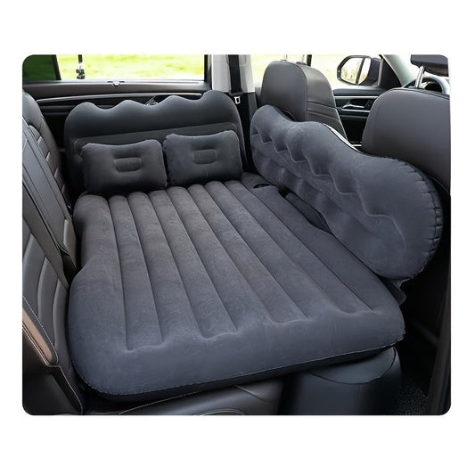 Car Inflatable Bed for SUV Sedan Soft Flocked Rear Seat Air Mattress Foldable Portable Sleeping Mat for Camping Road Trips Picnics – Includes Air Pump & Storage Bag, Black Grey Beige Pink
