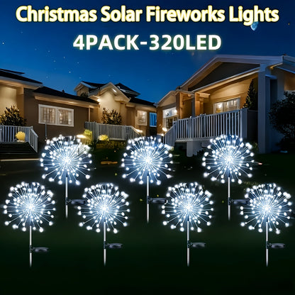 Solar Fireworks Lights Outdoor 240-640 LED Starburst Garden Stake Lights 8 Modes Waterproof Dusk to Dawn Auto On/Off – 4 Pack & 8 Pack for Christmas Yard Patio Wedding Lawn Decor Warm White Cool White Multicolor