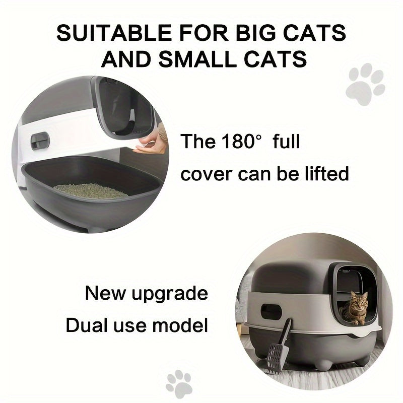 Extra Large Enclosed Cat Litter Box with Pull-Out Drawer Anti-Odor Anti-Splash Easy Clean Portable Indoor Outdoor Cat Toilet with Litter Shovel Purple Gray Blue Holiday Gift