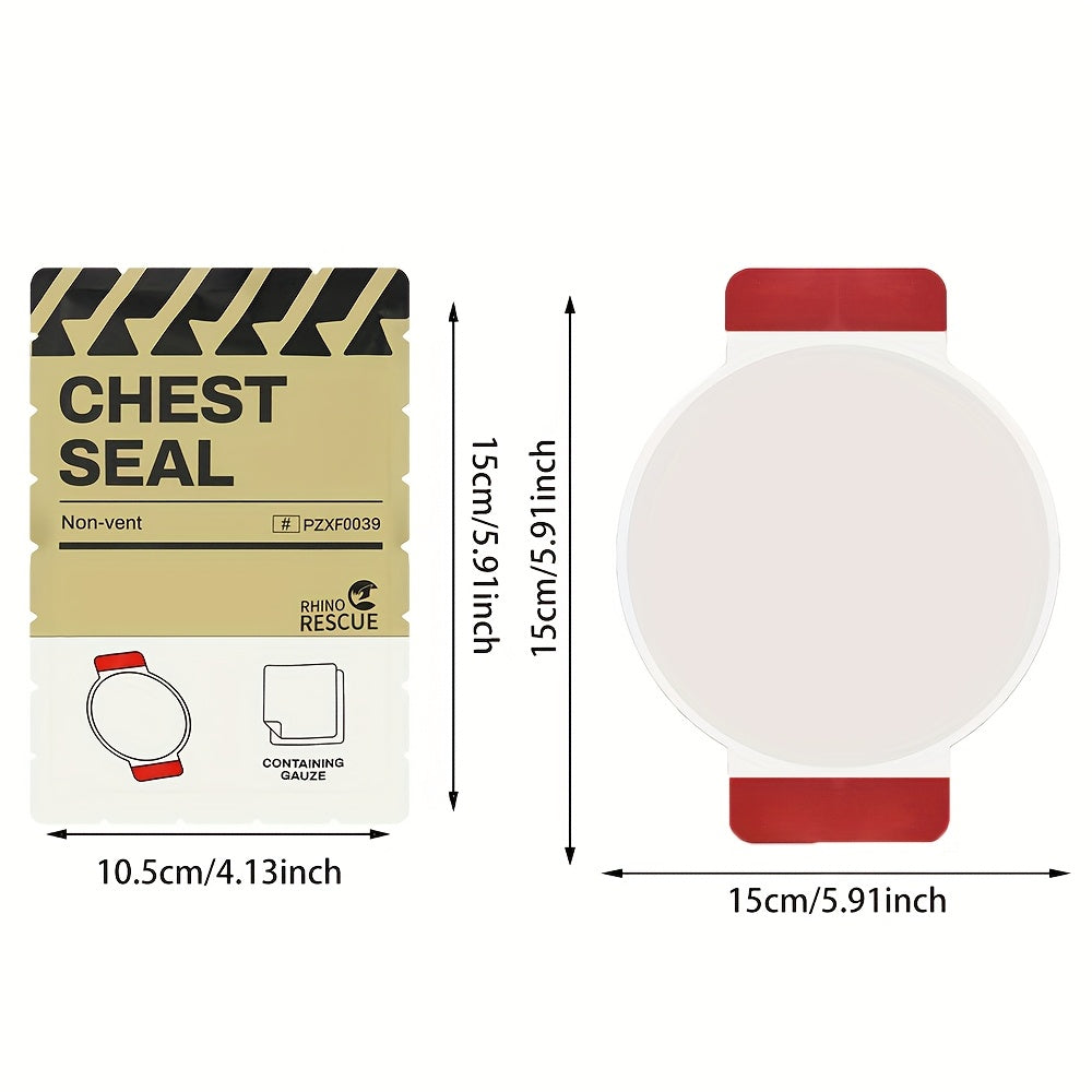 RHINO RESCUE Non-Vented Chest Seal Emergency Trauma Dressing – Portable IFAK Medical Supply for Sucking Chest Wounds, PA Nylon, FSA/HSA Eligible, Yellow