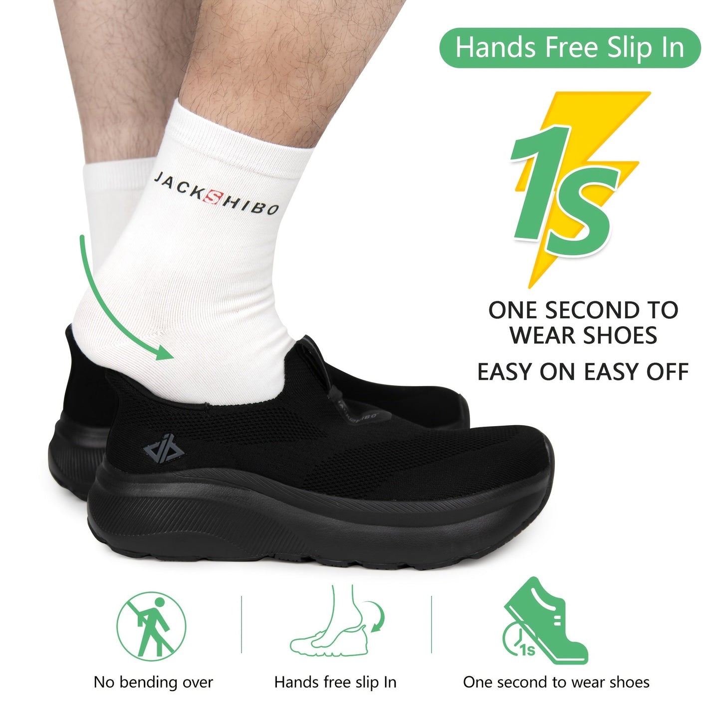 Men's Hands-Free Slip-In Sneakers – Wide Toe Box, Zero Drop Sole, Cushioned Mesh Walking Shoes for Casual & Everyday Wear – Rubber Sole, Pull-On Design (US 8–13.5)