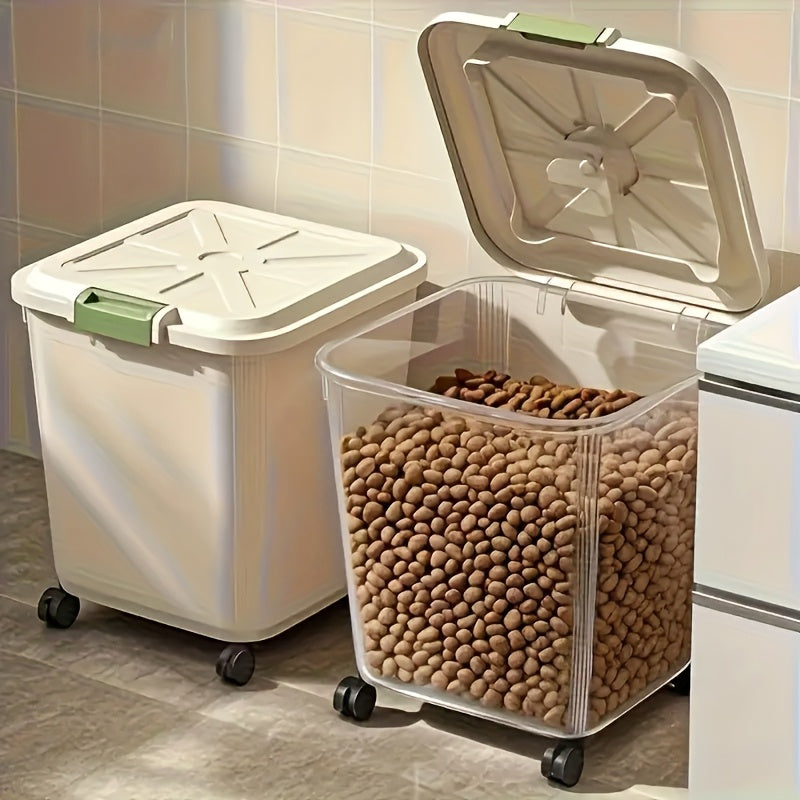 Airtight Pet Food Storage Container with Wheels Locking Lid Built-in Scoop Moisture-Proof Dog Cat Food Bin Kitchen Pantry 11 22 38 55 lbs Dry Food Storage