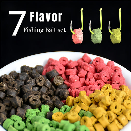 Red Worm Pellets Fishing Bait 7 Packs - Carp Bait Catfish Bait Hollow Freshwater Fish Lure for Pond Lake River Fishing