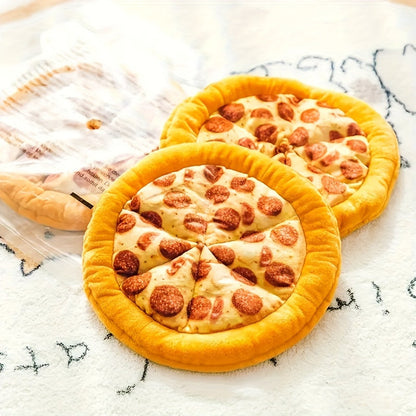 Squeaky Pepperoni Pizza Plush Dog Toy – Soft Polyester Interactive Squeaker Chew Toy for All Breeds, Fun Food-Themed Dog Toy for Puppies & Adult Dogs