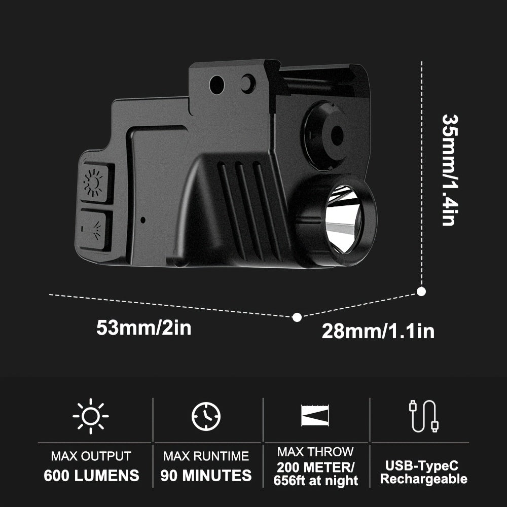 USB-C Rechargeable Laser Sight for Picatinny Rail – Green & Red Laser Dot Sight with Tactical Flashlight Combo, Vibration-Resistant, Quick Adjust, for Handguns Rifles Hunting Competition