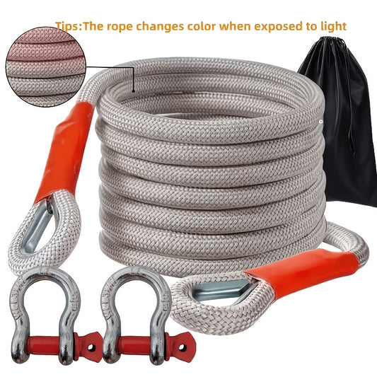 Heavy Duty Recovery Tow Rope Up to 44000 LBS Break Strength – Emergency Towing Strap with 2 D-Ring Shackles, Reflective Safety Flag & Storage Bag for Truck Jeep SUV ATV UTV Boat Off-Road Recovery