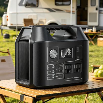 Portable Power Station 100W / 300W Solar Generator – AC Outlet, USB QC3.0, DC Port, LED Flashlight, High Capacity Battery Pack for Camping Hiking Road Trip CPAP Hurricane Emergency