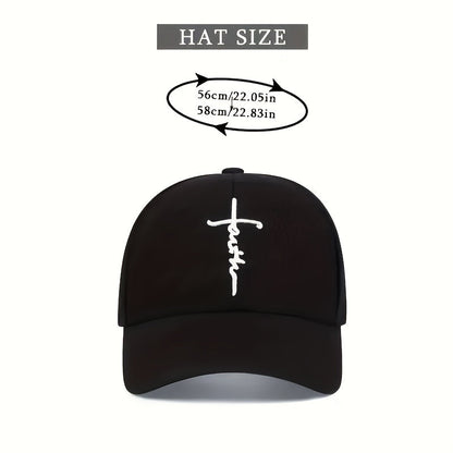 4pcs Faith-Themed Cross-Stitch Baseball Caps for Men & Women – Adjustable Lightweight Polyester Solid Color Casual Sports Sun Hat for Outdoor Travel Beach, Christmas Father's Day Gift