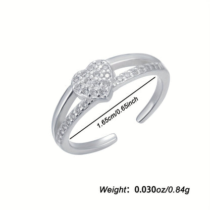 S925 Sterling Silver Heart Anklet for Women – Adjustable Cubic Zirconia Accent Ankle Bracelet, Romantic Valentine's Day & Beach Vacation Jewelry in Silver & Gold, Lightweight 1.3g Vintage Style