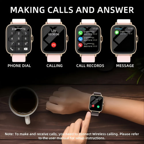 Smart Watch 1.91 Inch AMOLED HD Touchscreen Voice Calling Music Playback Voice Assistant Multiple Sports Modes Compatible with iPhone Android Fitness Tracker Black Pink Yellow Silver