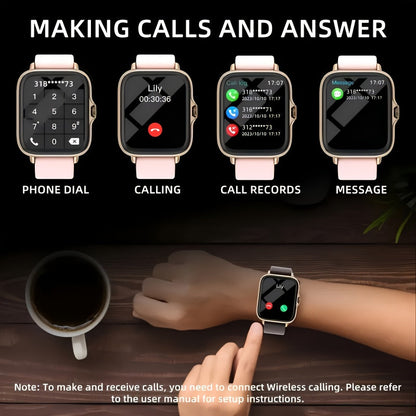 Smart Watch 1.91 Inch AMOLED HD Touchscreen Voice Calling Music Playback Voice Assistant Multiple Sports Modes Compatible with iPhone Android Fitness Tracker Black Pink Yellow Silver