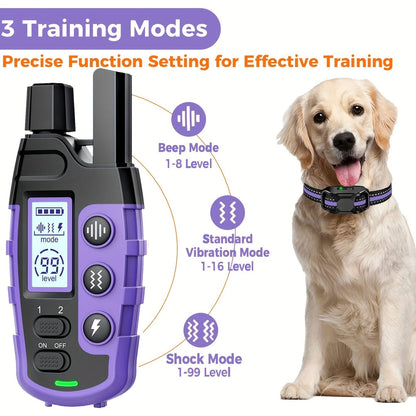Dog Training Collar with Remote – 4150ft Range, Shock Vibration & Beep Modes, Rechargeable E-Collar for Small to Large Dogs 5-150lbs, 1 Dog & 2 Dog Options, Purple