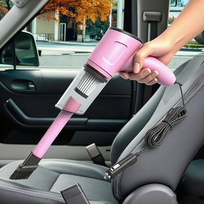 Pink Mini Handheld Car Vacuum Cleaner Strong Suction Dry Wet Cleaning for Pet Hair Cat Hair Multifunctional Portable Cordless Cute Design for Women Girls