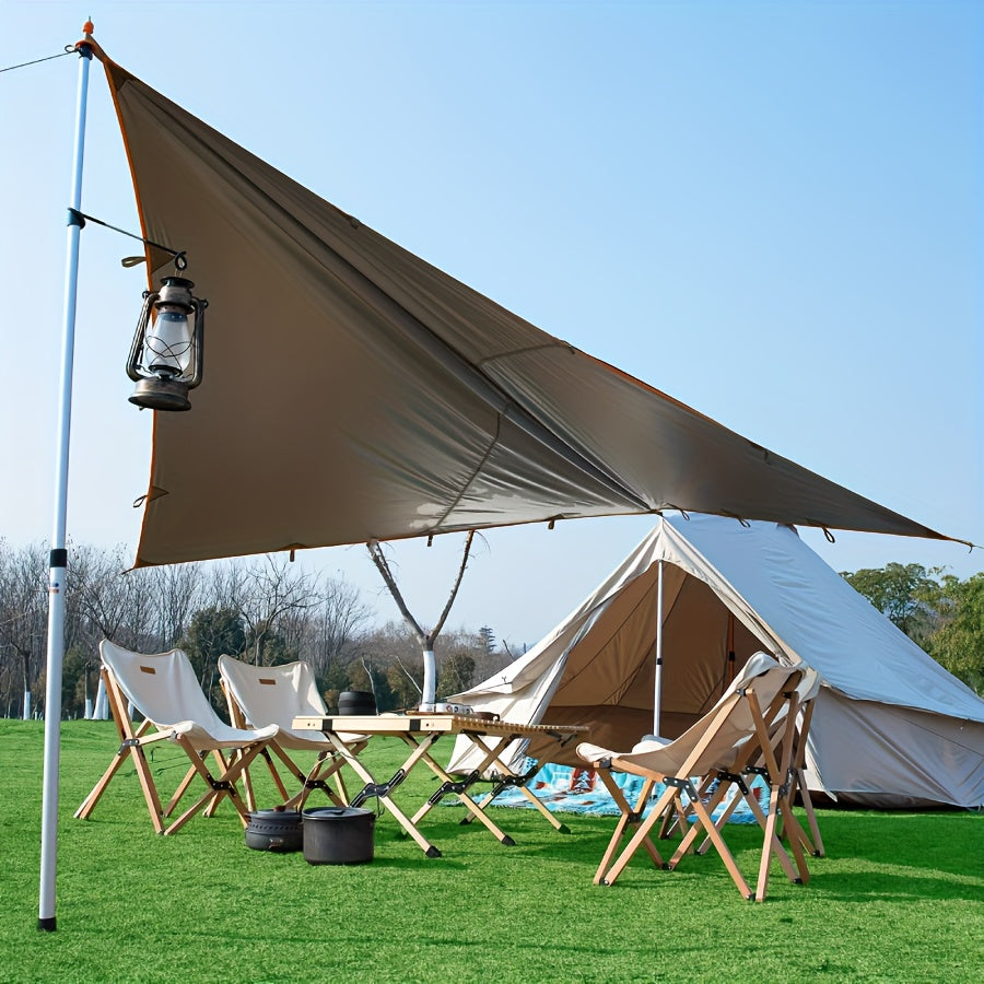 Outdoor Camping Tarp Canopy with UV Protection & Alloy Bracket – Portable Foldable 4-Person Shelter for Backpacking, Hiking, Garden & Outdoor Survival | All-Season Camping Awning