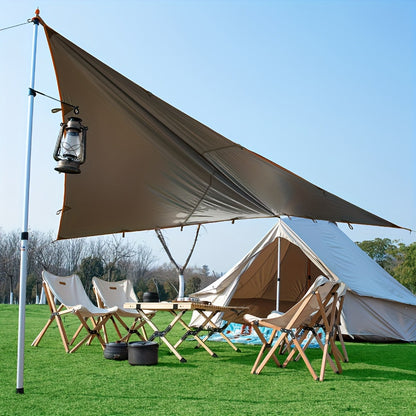 Outdoor Camping Tarp Canopy with UV Protection & Alloy Bracket – Portable Foldable 4-Person Shelter for Backpacking, Hiking, Garden & Outdoor Survival | All-Season Camping Awning