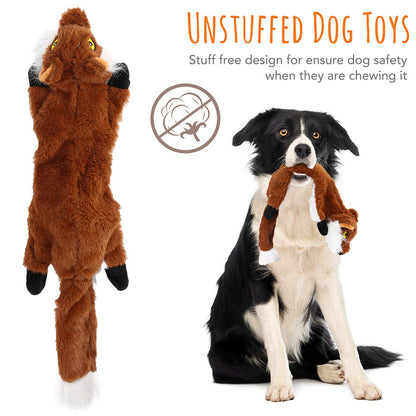 Dog Squeaky Toys No Stuffing 5 Pack – Durable Plush Chew Toy Bundle for Small Medium Large Breeds, Dual Squeaker Puppy Teething Toys, Interactive Fetch Toys for Dogs, Best Birthday Gift for Pets