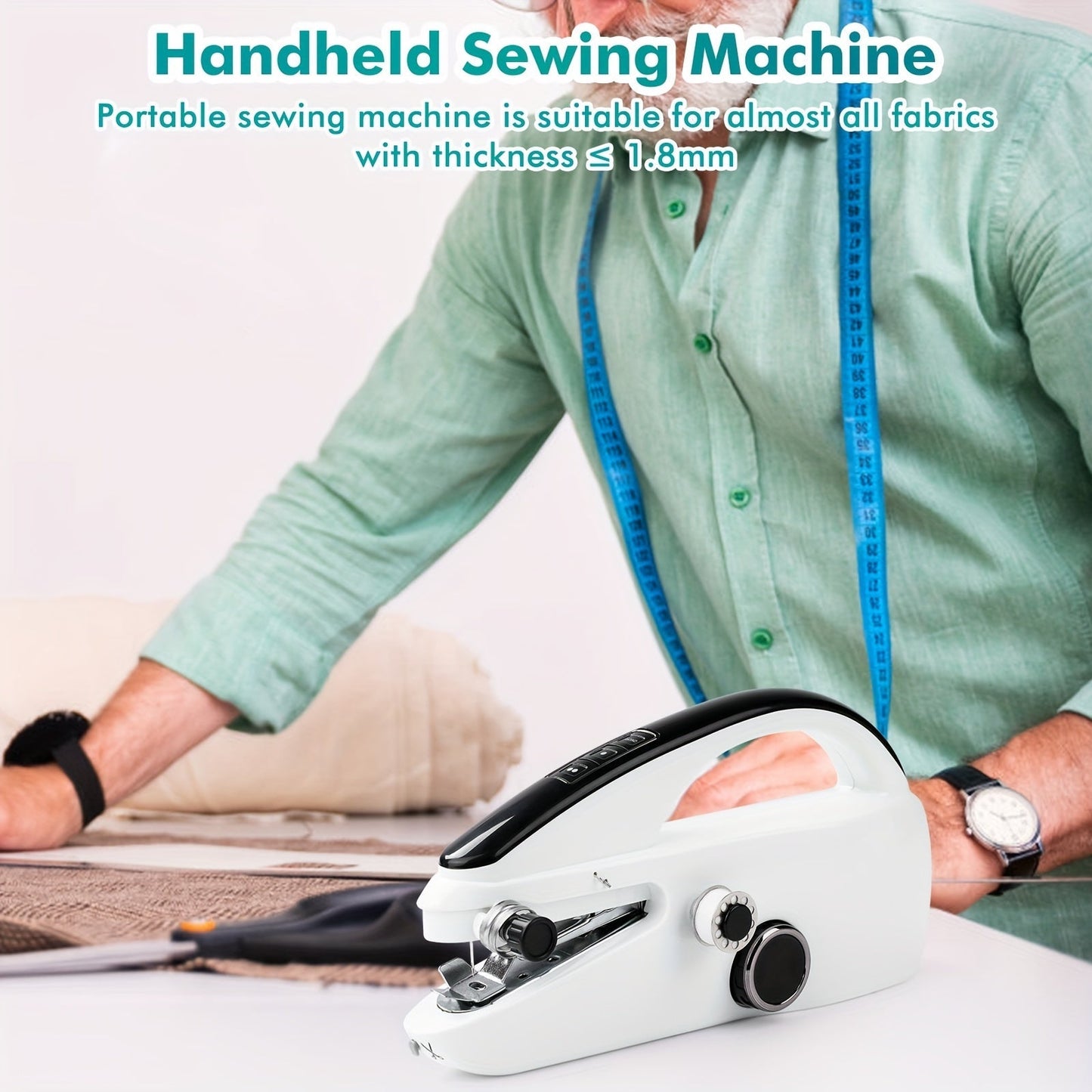 Handheld Sewing Machine Mini Portable - Easy Fast Stitch for Clothes, Fabric & DIY Repairs, Compact Electric Sewing Machine for Beginners, Home & Travel Use, Lightweight Cordless Design